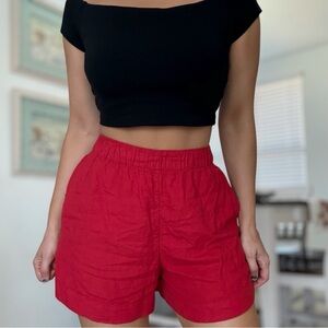 Abrecrombie & Fitch Elastic Waist Linen Loose Fit Shorts w/Pockets - Size M